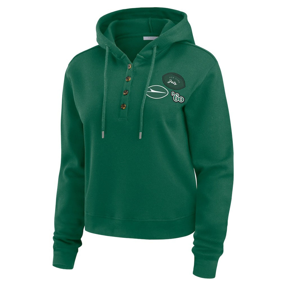 New York Jets WEAR by Erin Andrews Women's Waffle Hoodie Pullover Top | NFL Online