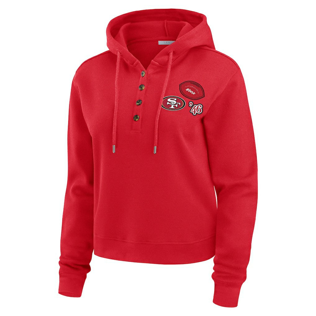 San Francisco 49ers WEAR by Erin Andrews Women's Waffle Hoodie Pullover Top | NFL Online