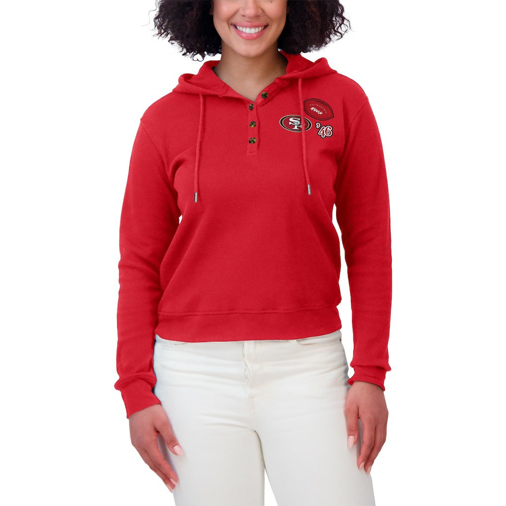 San Francisco 49ers WEAR by Erin Andrews Women's Waffle Hoodie Pullover Top | NFL Online