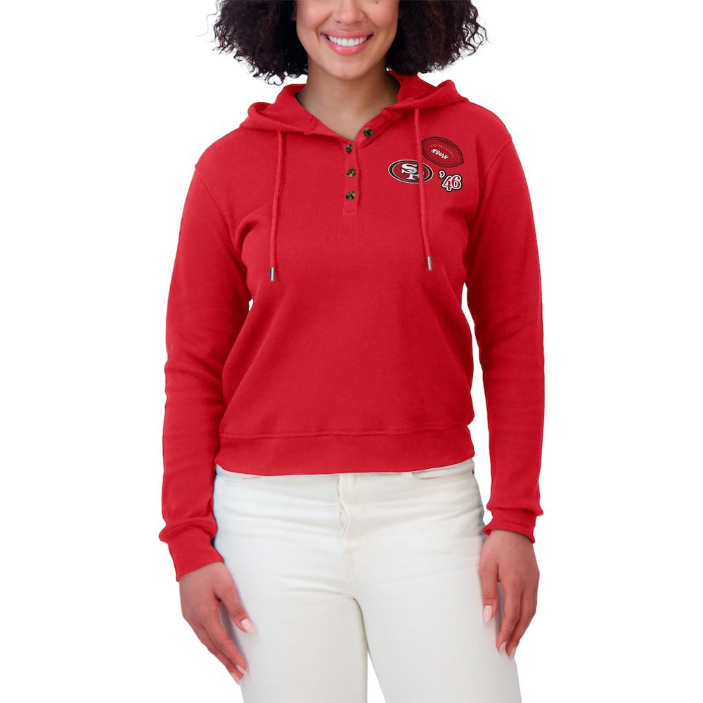 San Francisco 49ers WEAR by Erin Andrews Women's Waffle Hoodie Pullover Top | NFL Online