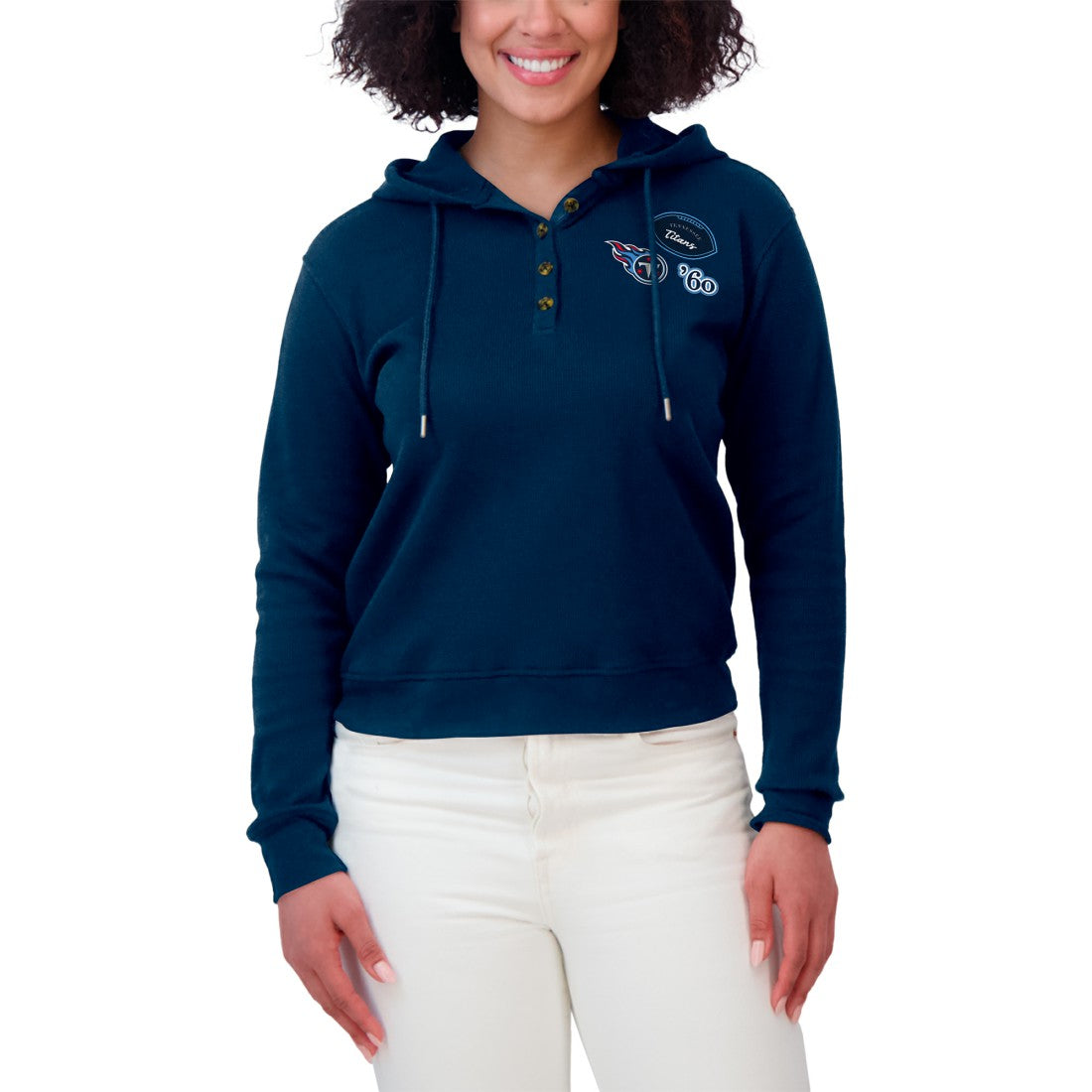 Tennessee Titans WEAR by Erin Andrews Women's Waffle Hoodie Pullover Top | NFL New