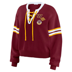 Washington Commanders WEAR by Erin Andrews Women's Lace-Up Pullover Sweatshirt | NFL Sale
