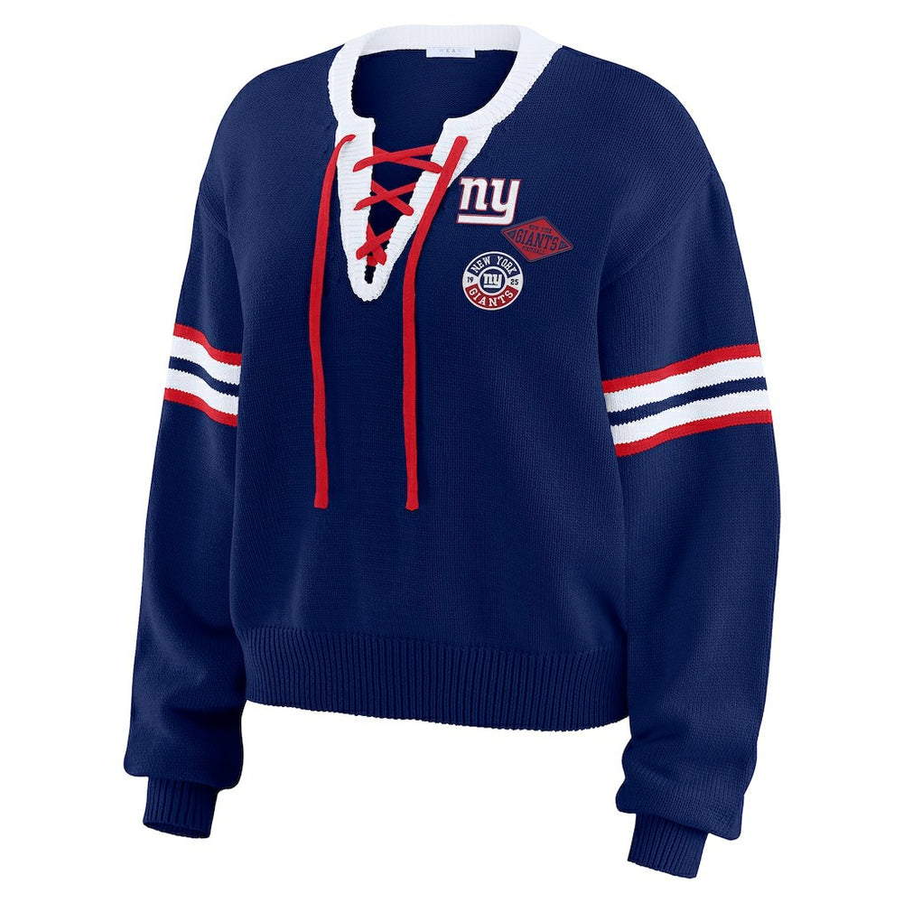 New York Giants WEAR by Erin Andrews Women's Lace-Up Pullover Sweatshirt | NFL Sale