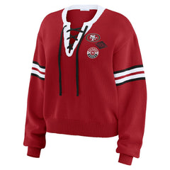 San Francisco 49ers WEAR by Erin Andrews Women's Lace-Up Pullover Sweatshirt | NFL Online