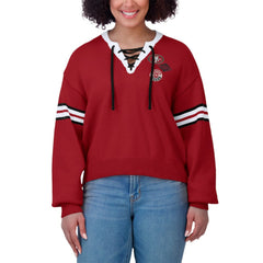 San Francisco 49ers WEAR by Erin Andrews Women's Lace-Up Pullover Sweatshirt | NFL Online