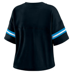 Carolina Panthers WEAR by Erin Andrews Women's Color Block Boxy Modest Crop V-Neck T-Shirt | NFL Online