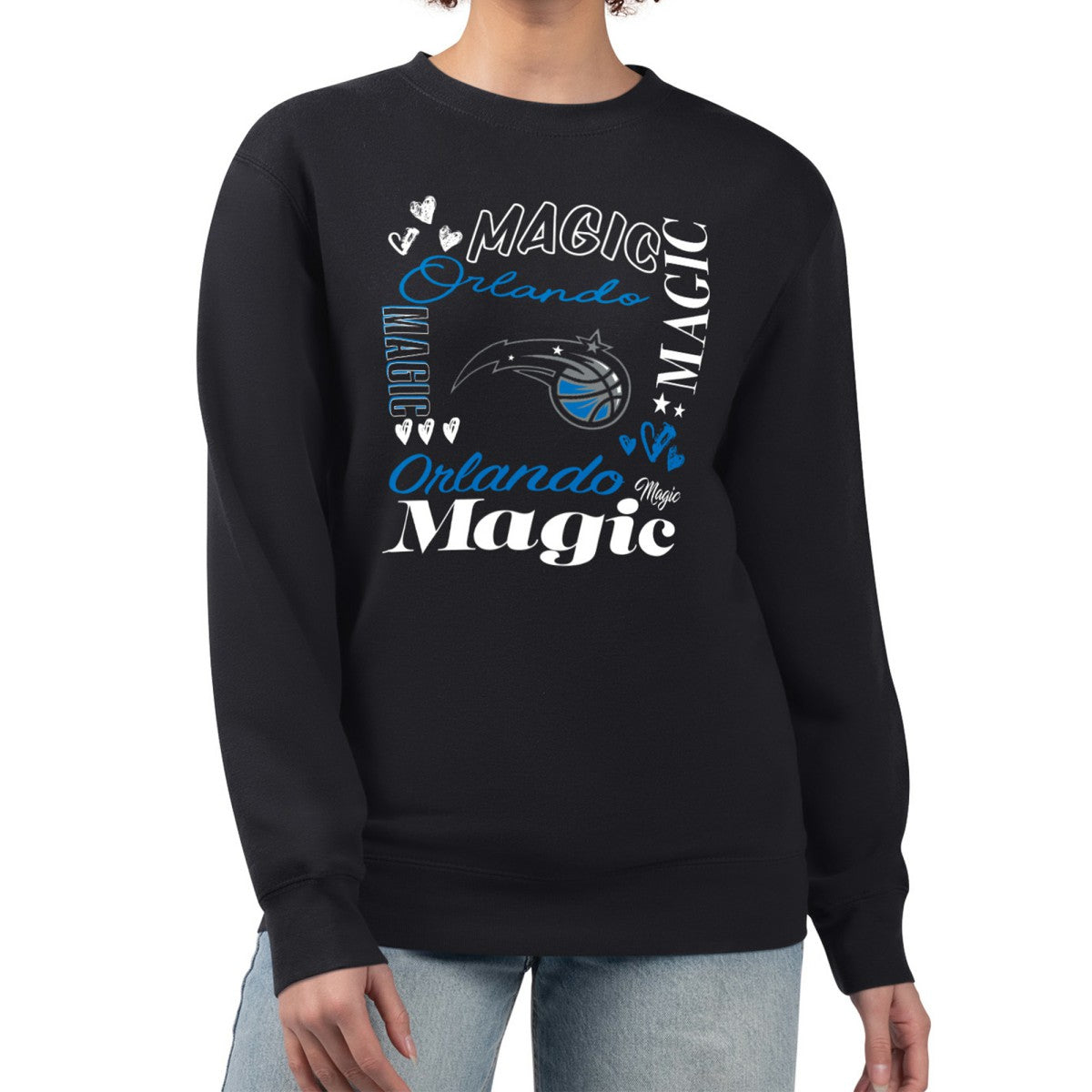 Black Orlando Magic G-III 4Her by Carl Banks Women's Collage Team Graphic Fleece Pullover Sweatshirt | NBA