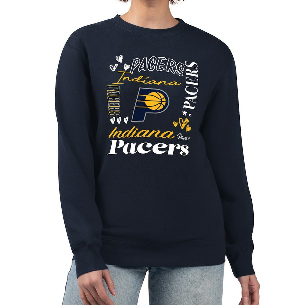 Navy Indiana Pacers G-III 4Her by Carl Banks Women's Collage Team Graphic Fleece Pullover Sweatshirt | NBA