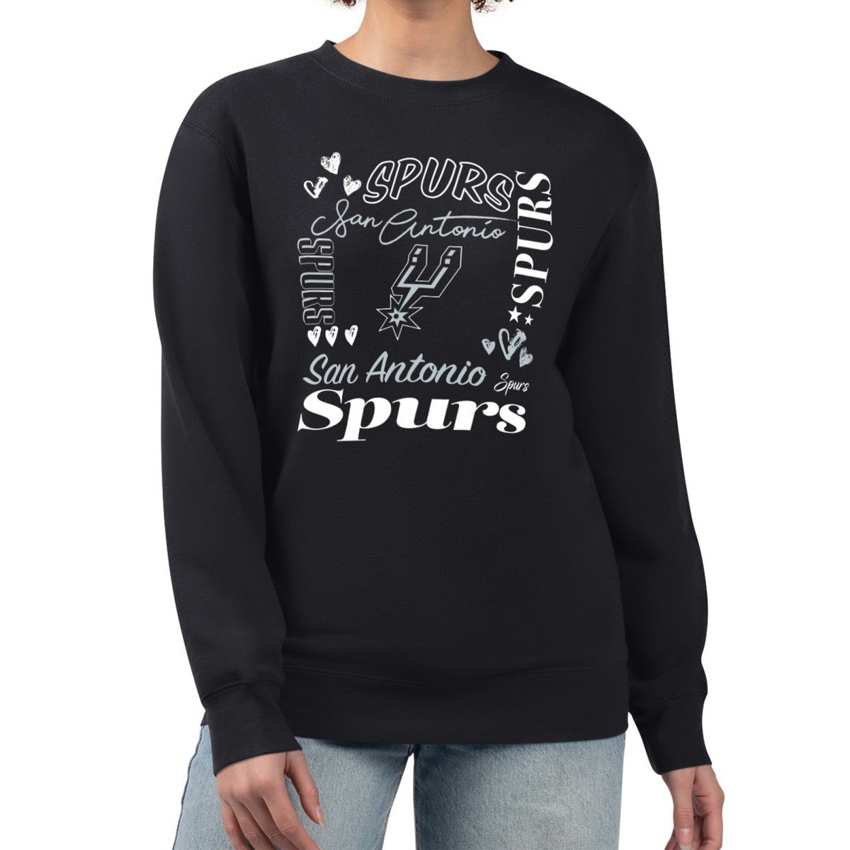 Black San Antonio Spurs G-III 4Her by Carl Banks Women's Collage Team Graphic Fleece Pullover Sweatshirt | NBA