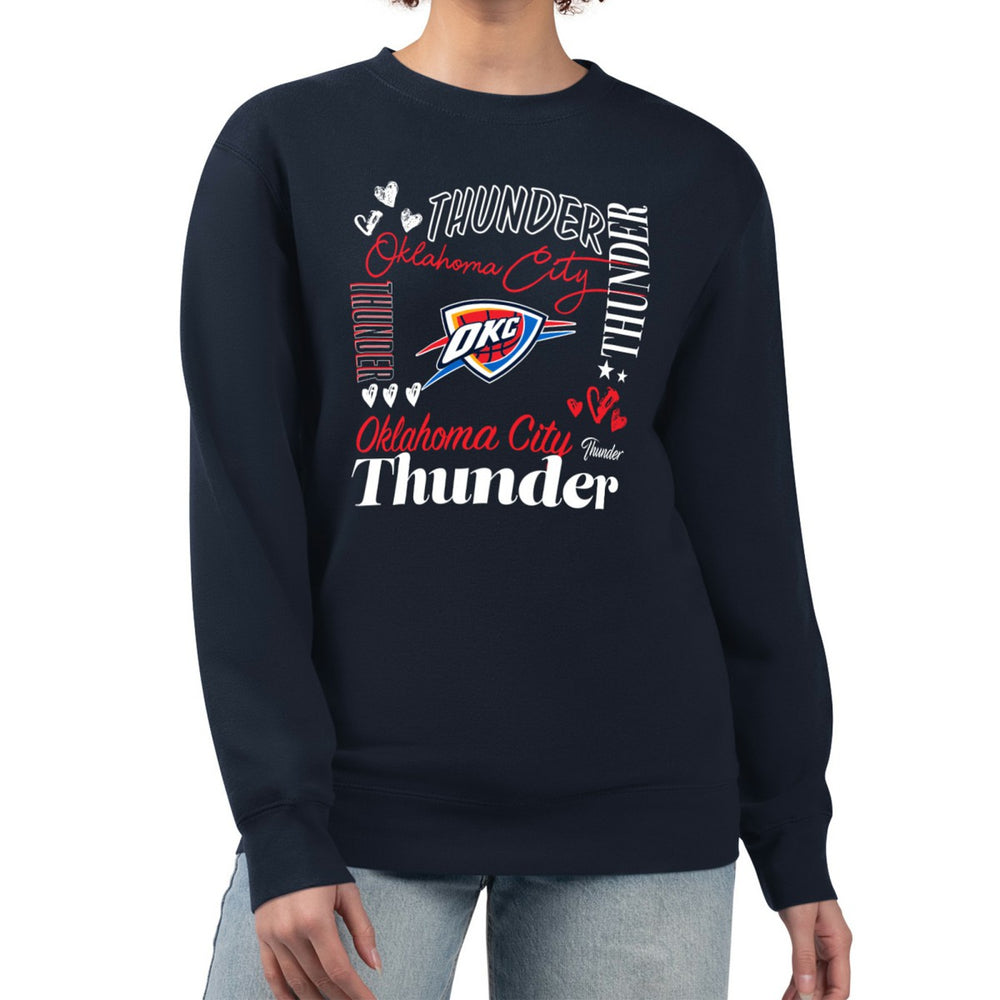 Navy Oklahoma City Thunder G-III 4Her by Carl Banks Women's Collage Team Graphic Fleece Pullover Sweatshirt | NBA