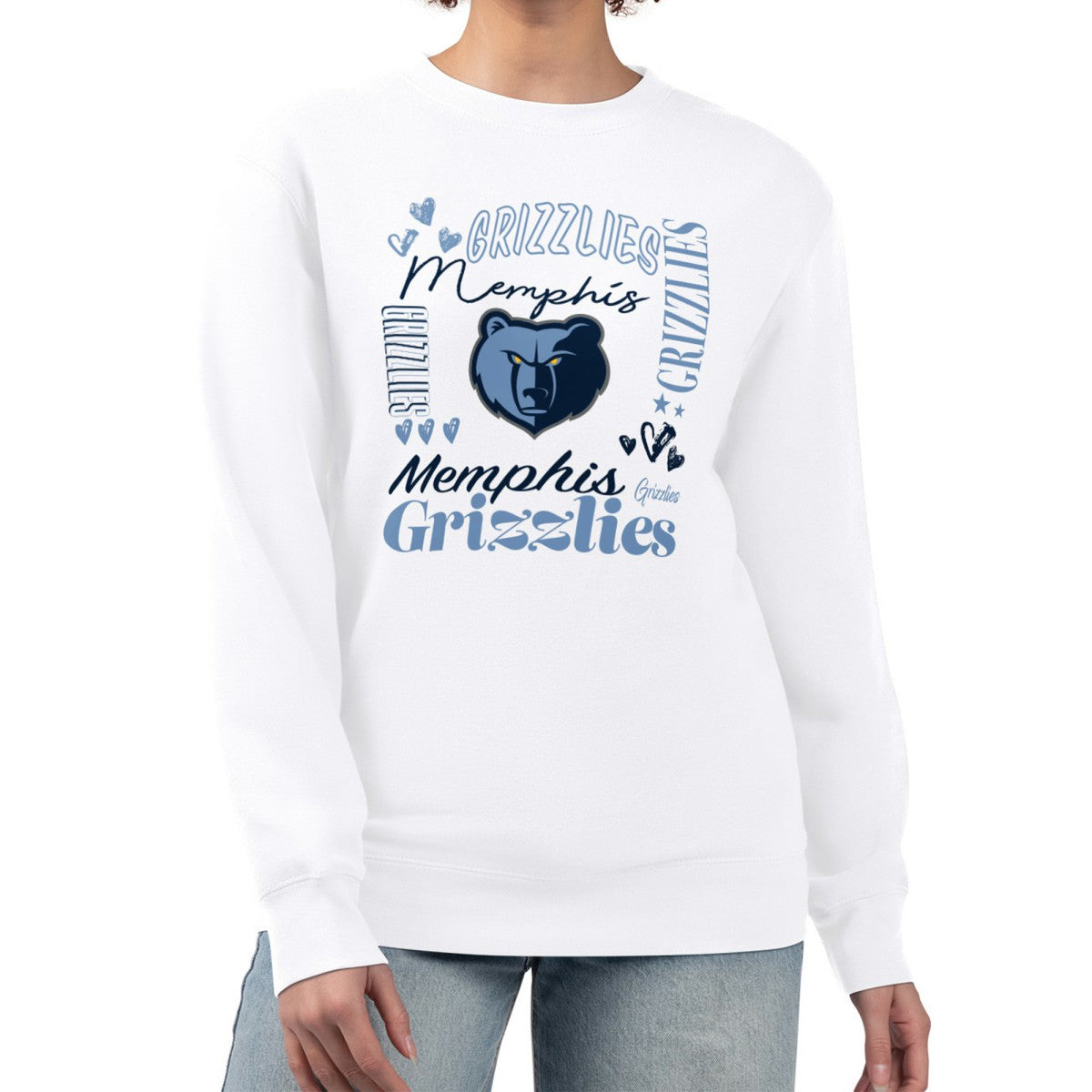 White Memphis Grizzlies G-III 4Her by Carl Banks Women's Collage Team Graphic Fleece Pullover Sweatshirt | NBA