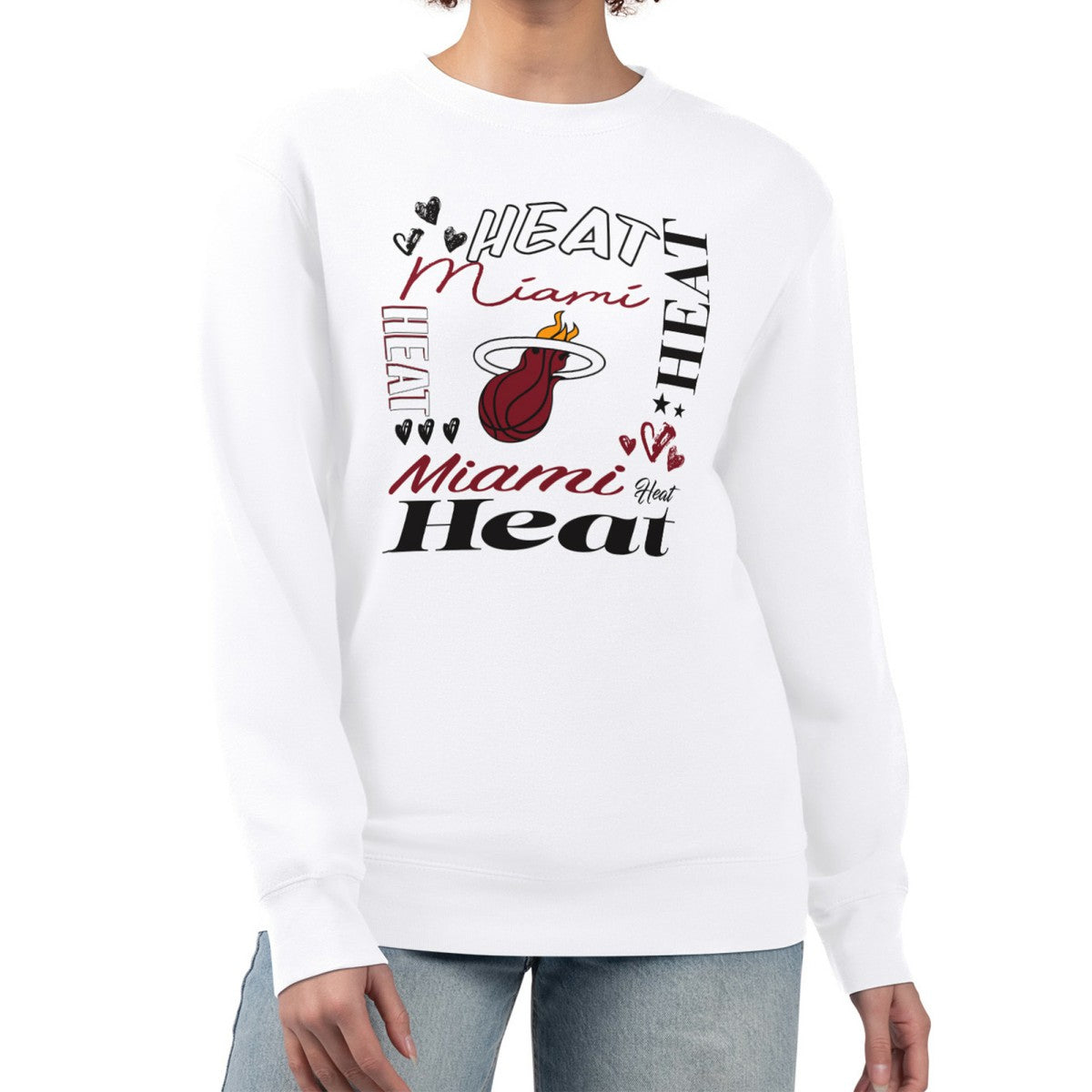 White Miami Heat G-III 4Her by Carl Banks Women's Collage Team Graphic Fleece Pullover Sweatshirt | NBA