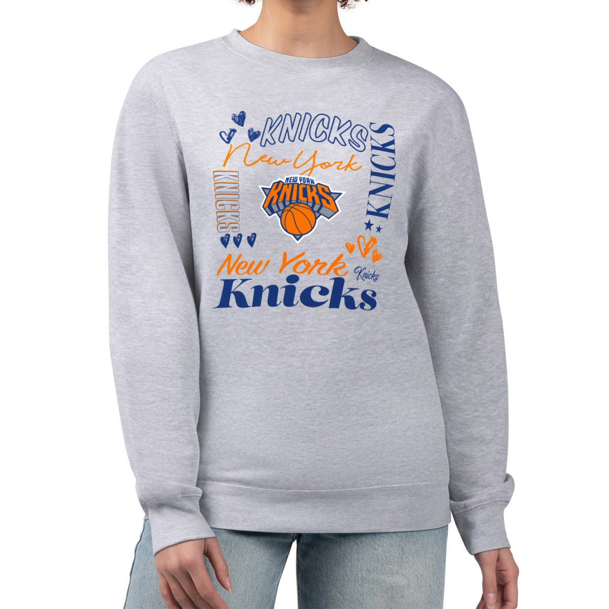 Heather Gray New York Knicks G-III 4Her by Carl Banks Women's Collage Team Graphic Fleece Pullover Sweatshirt | NBA