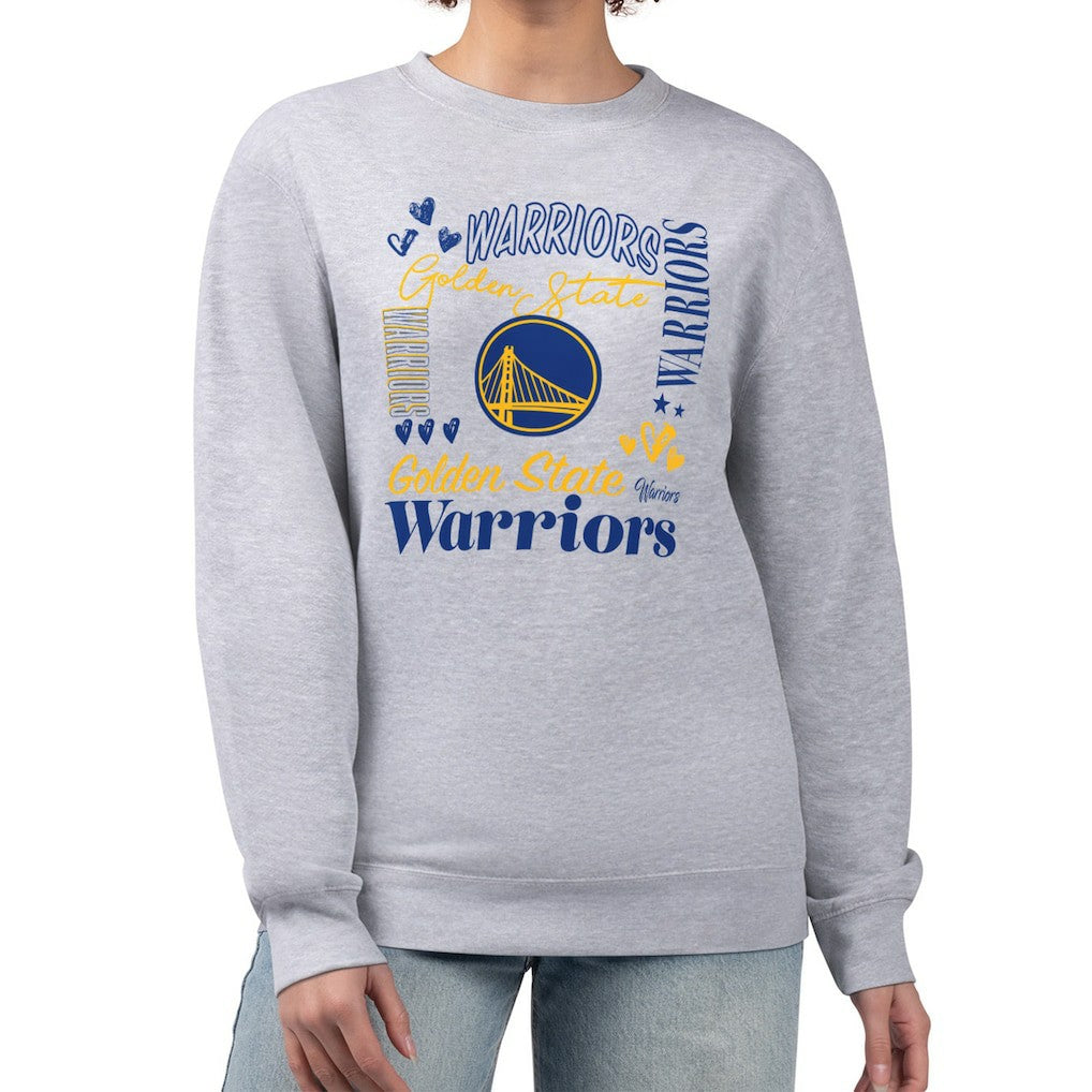 Heather Gray Golden State Warriors G-III 4Her by Carl Banks Women's Collage Team Graphic Fleece Pullover Sweatshirt sale | NBA