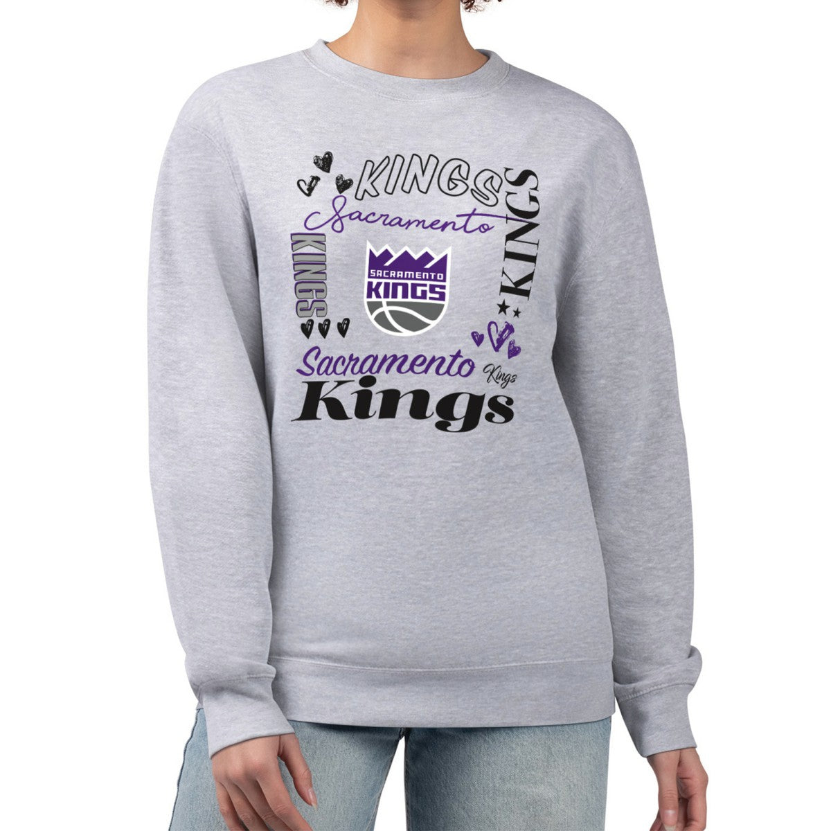 Heather Gray Sacramento Kings G-III 4Her by Carl Banks Women's Collage Team Graphic Fleece Pullover Sweatshirt | NBA