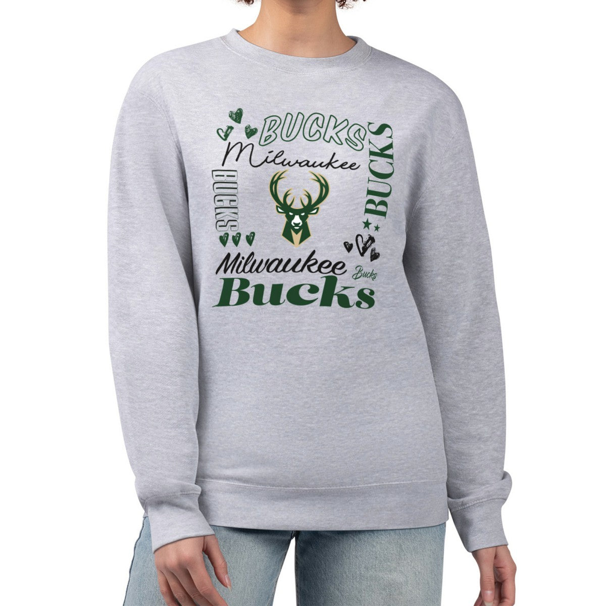 Heather Gray Milwaukee Bucks G-III 4Her by Carl Banks Women's Collage Team Graphic Fleece Pullover Sweatshirt | NBA