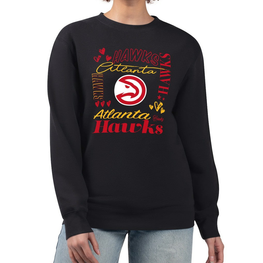 Black Atlanta Hawks G-III 4Her by Carl Banks Women's Collage Team Name Fleece Pullover Sweatshirt | NBA