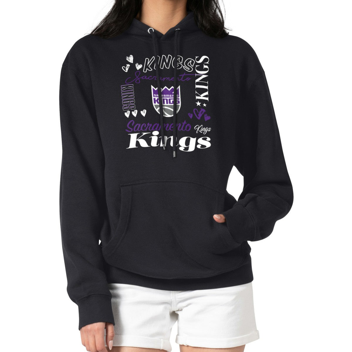 Black Sacramento Kings G-III 4Her by Carl Banks Women's Team Collage Graphic Fleece Pullover Hoodie | NBA