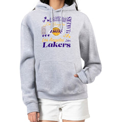 Heather Gray Los Angeles Lakers G-III 4Her by Carl Banks Women's Team Collage Graphic Fleece Pullover Hoodie | NBA