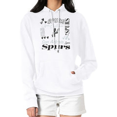 White San Antonio Spurs G-III 4Her by Carl Banks Women's Team Collage Graphic Fleece Pullover Hoodie | NBA