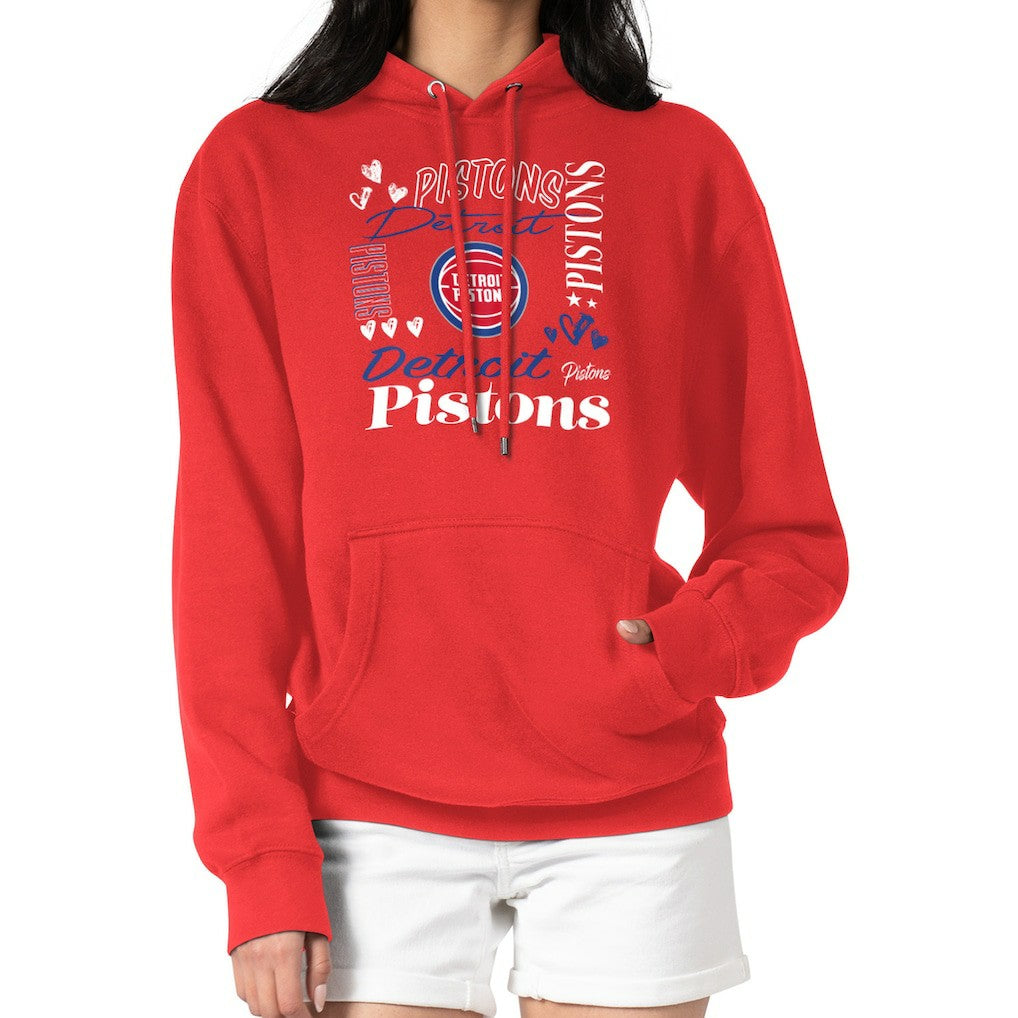 Red Detroit Pistons G-III 4Her by Carl Banks Women's Team Collage Graphic Fleece Pullover Hoodie sale | NBA