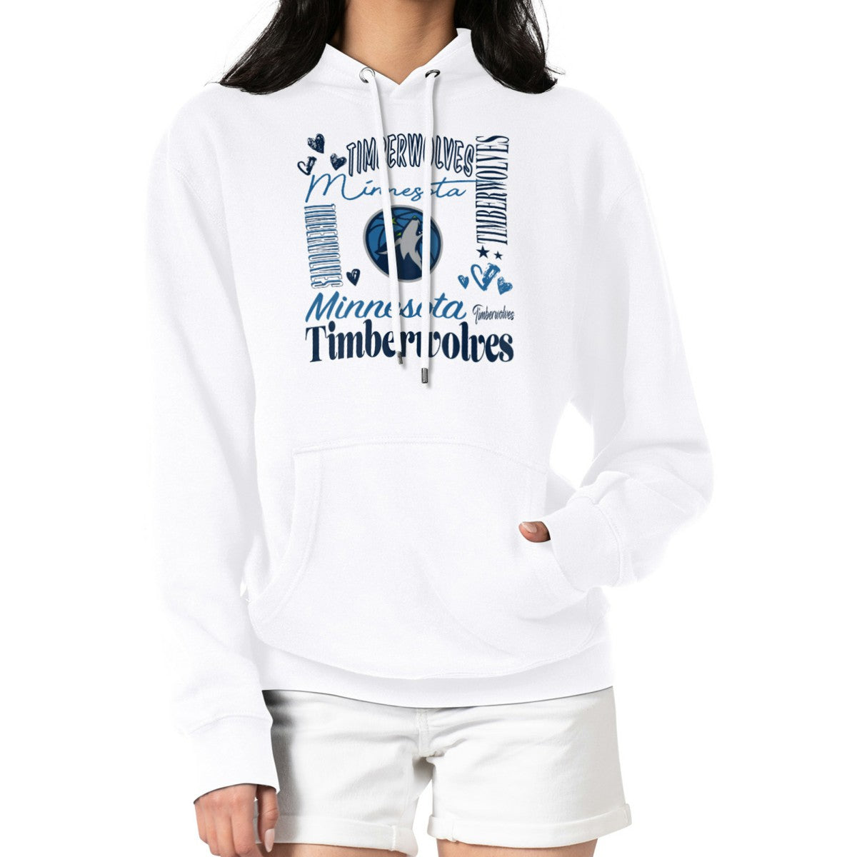 White Minnesota Timberwolves G-III 4Her by Carl Banks Women's Team Collage Graphic Fleece Pullover Hoodie | NBA