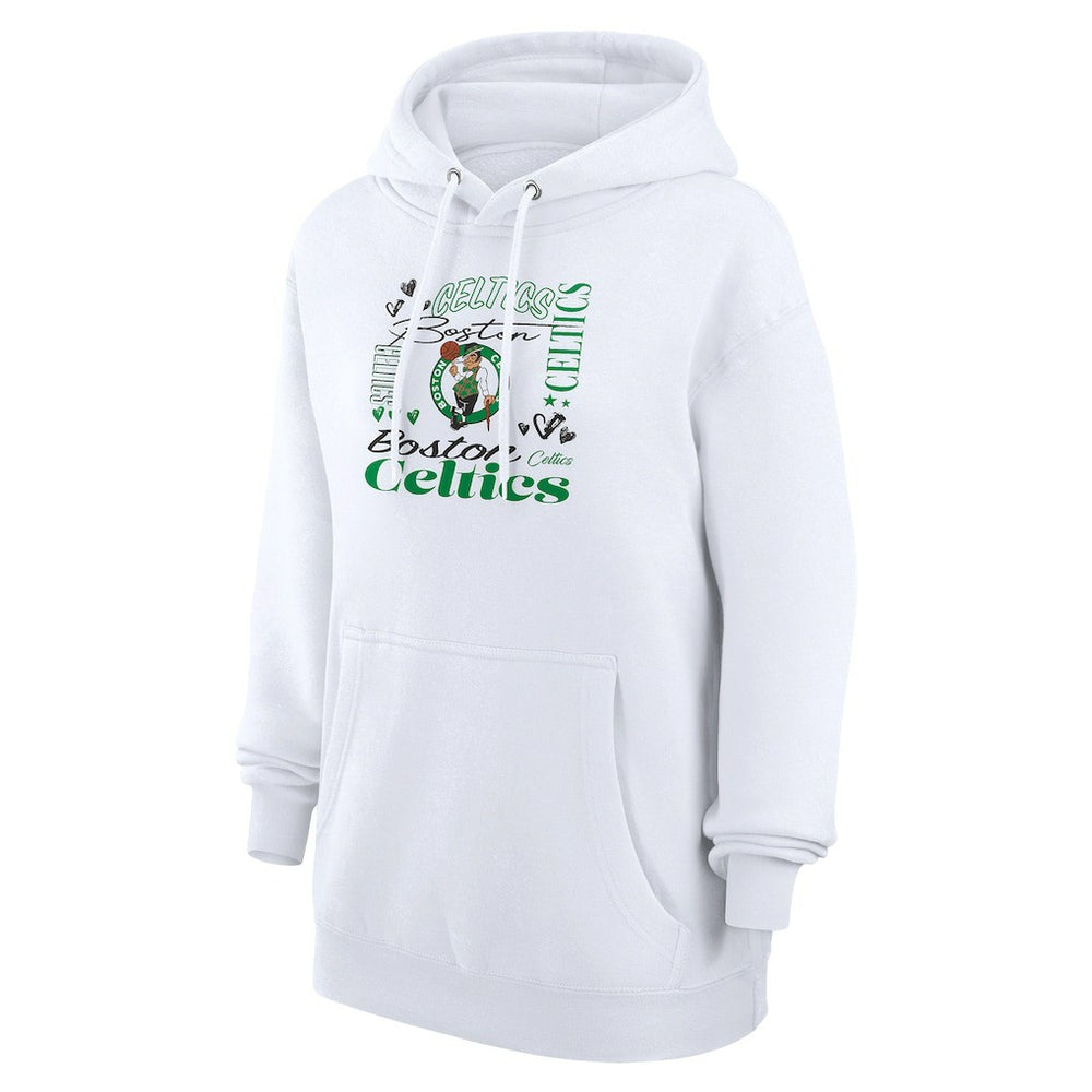 White Boston Celtics G-III 4Her by Carl Banks Women's Team Collage Graphic Fleece Pullover Hoodie | NBA