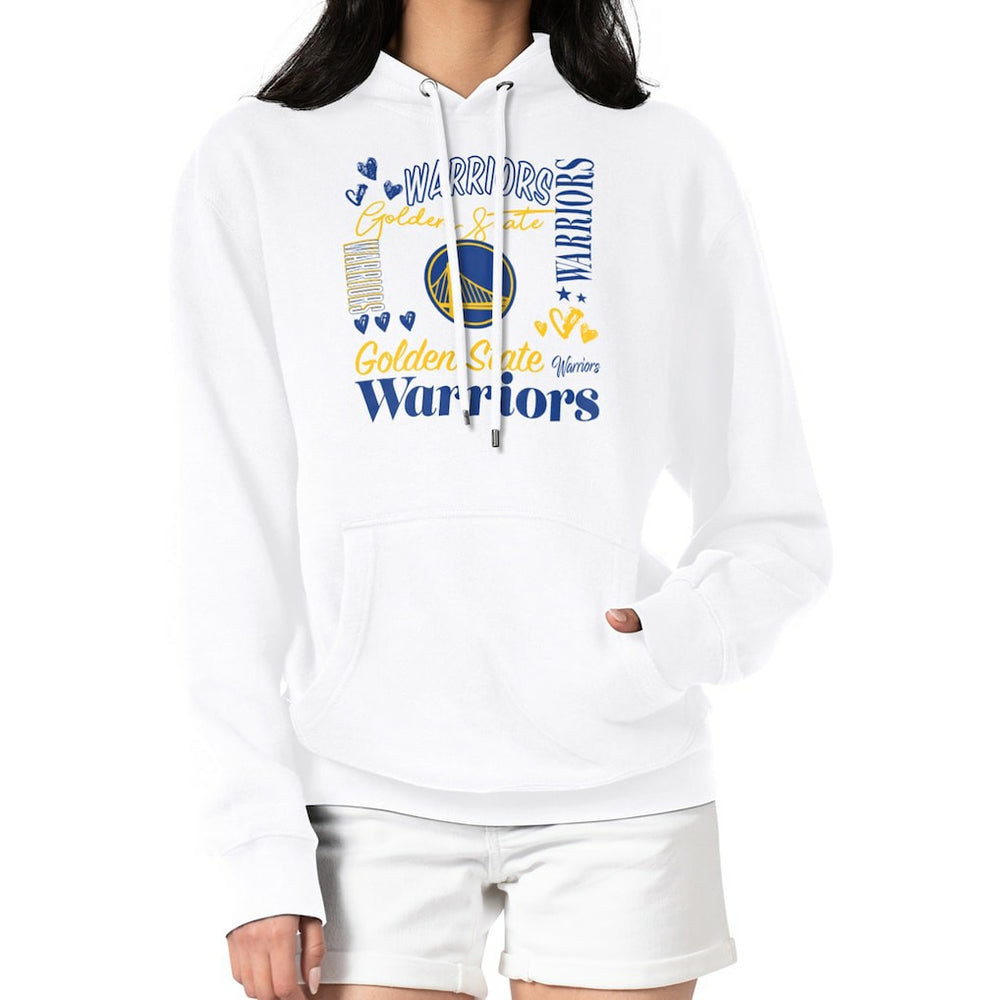 White Golden State Warriors G-III 4Her by Carl Banks Women's Team Collage Graphic Fleece Pullover Hoodie sale | NBA
