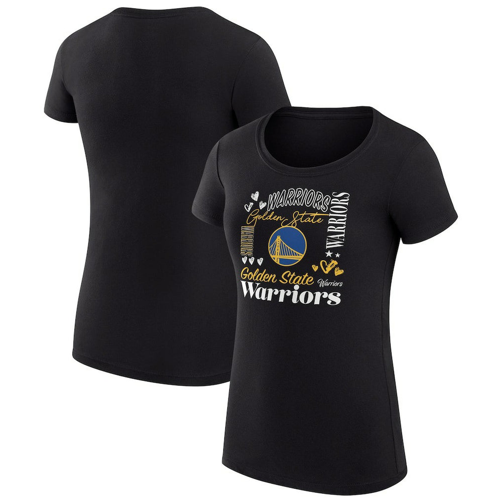 Black Golden State Warriors G-III 4Her by Carl Banks Women's Super-Slim Fit Lightweight Team Name Collage Graphic T-Shirt sale | NBA