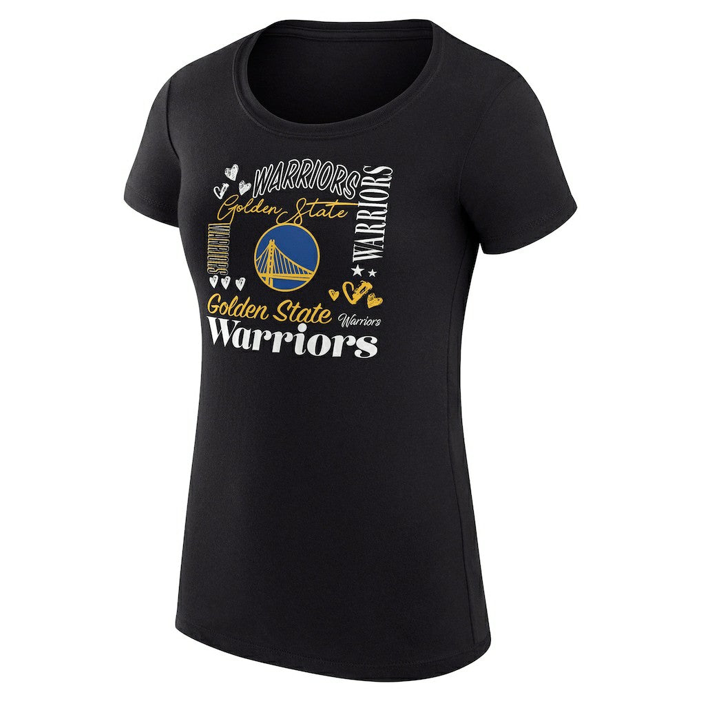 Black Golden State Warriors G-III 4Her by Carl Banks Women's Super-Slim Fit Lightweight Team Name Collage Graphic T-Shirt sale | NBA