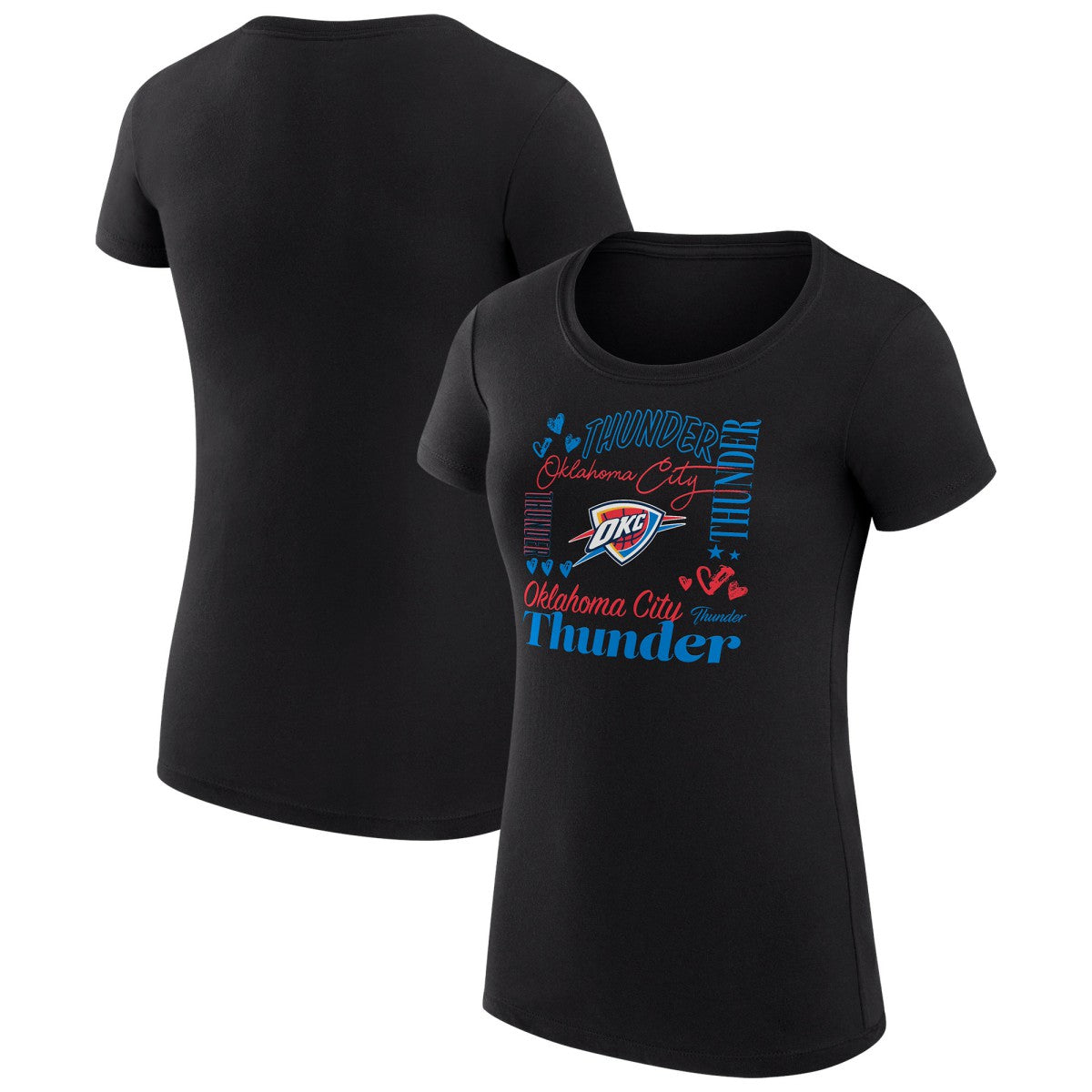 Black Oklahoma City Thunder G-III 4Her by Carl Banks Women's Super-Slim Fit Lightweight Team Name Collage Graphic T-Shirt | NBA