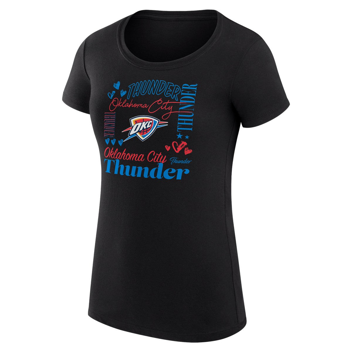 Black Oklahoma City Thunder G-III 4Her by Carl Banks Women's Super-Slim Fit Lightweight Team Name Collage Graphic T-Shirt | NBA