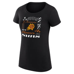 Black Phoenix Suns G-III 4Her by Carl Banks Women's Super-Slim Fit Lightweight Team Name Collage Graphic T-Shirt | NBA