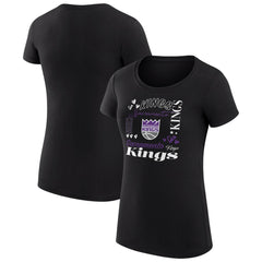 Black Sacramento Kings G-III 4Her by Carl Banks Women's Super-Slim Fit Lightweight Team Name Collage Graphic T-Shirt | NBA