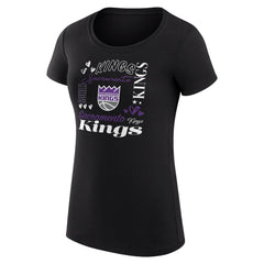 Black Sacramento Kings G-III 4Her by Carl Banks Women's Super-Slim Fit Lightweight Team Name Collage Graphic T-Shirt | NBA