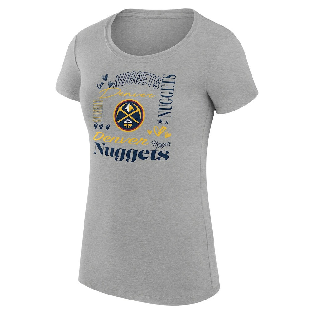 Heather Gray Denver Nuggets G-III 4Her by Carl Banks Women's Super-Slim Fit Lightweight Team Name Collage Graphic T-Shirt sale | NBA