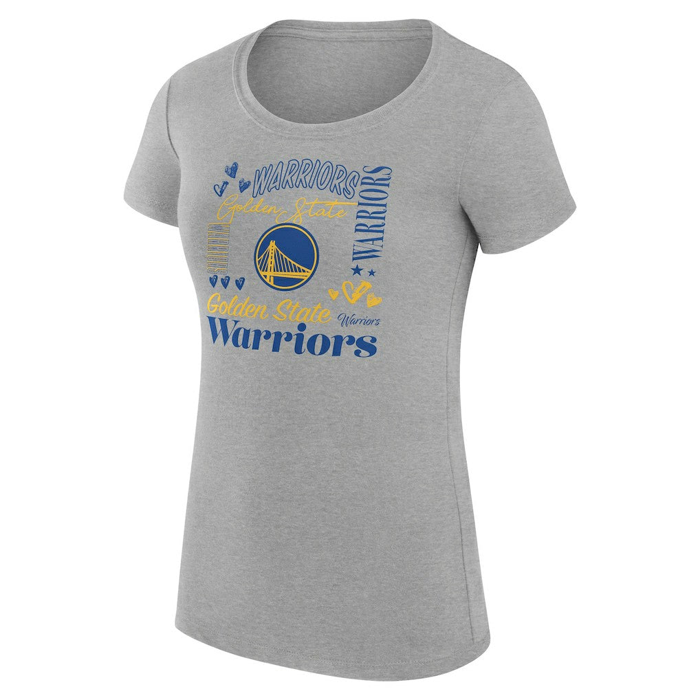 Heather Gray Golden State Warriors G-III 4Her by Carl Banks Women's Super-Slim Fit Lightweight Team Name Collage Graphic T-Shirt sale | NBA