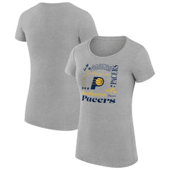 Heather Gray Indiana Pacers G-III 4Her by Carl Banks Women's Super-Slim Fit Lightweight Team Name Collage Graphic T-Shirt | NBA