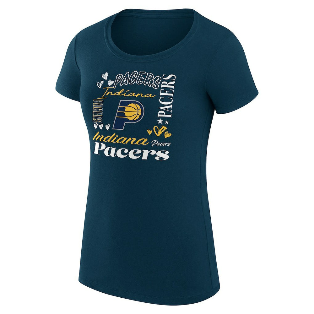 Navy Indiana Pacers G-III 4Her by Carl Banks Women's Super-Slim Fit Lightweight Team Name Collage Graphic T-Shirt | NBA