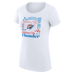 White Oklahoma City Thunder G-III 4Her by Carl Banks Women's Super-Slim Fit Lightweight Team Name Collage Graphic T-Shirt | NBA