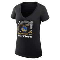 Black Golden State Warriors G-III 4Her by Carl Banks Women's Super-Slim Fit Lightweight Team Name Collage Graphic V-Neck T-Shirt sale | NBA