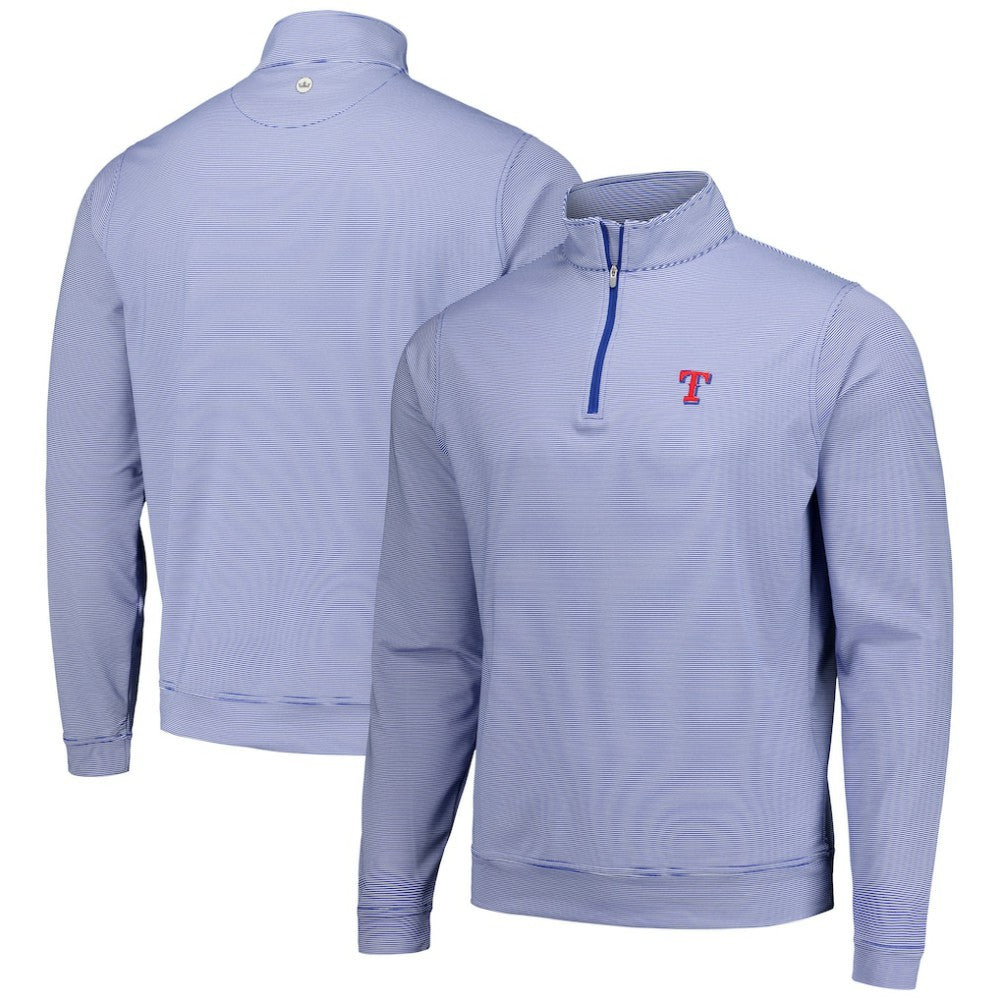 Texas Rangers Peter Millar Perth Sugar Stripe Performance Quarter-Zip Top - MLB Tops