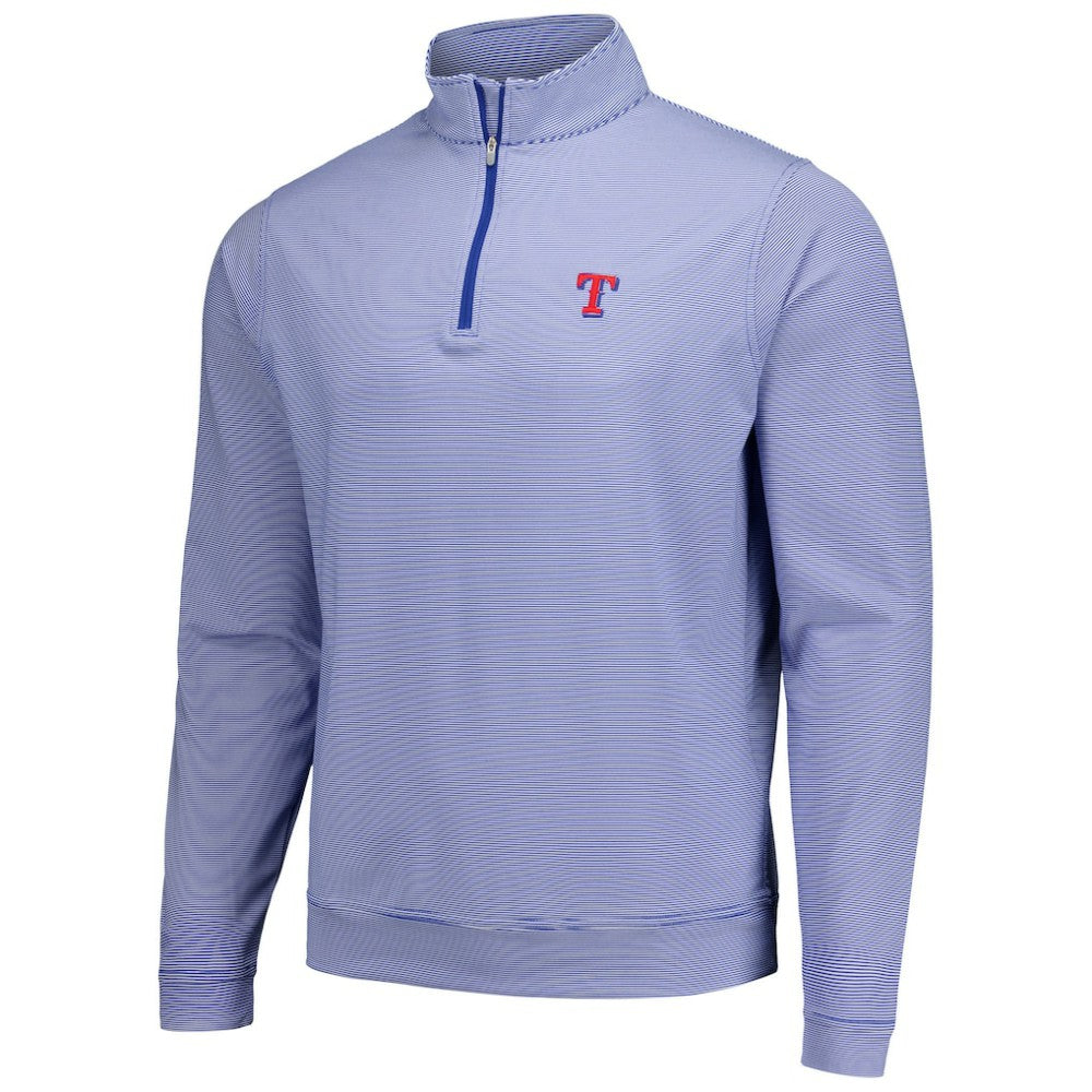 Texas Rangers Peter Millar Perth Sugar Stripe Performance Quarter-Zip Top - MLB Tops