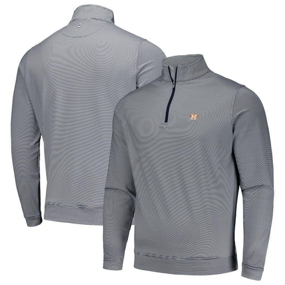 Houston Astros Peter Millar Perth Sugar Stripe Performance Quarter-Zip Top - MLB Tops