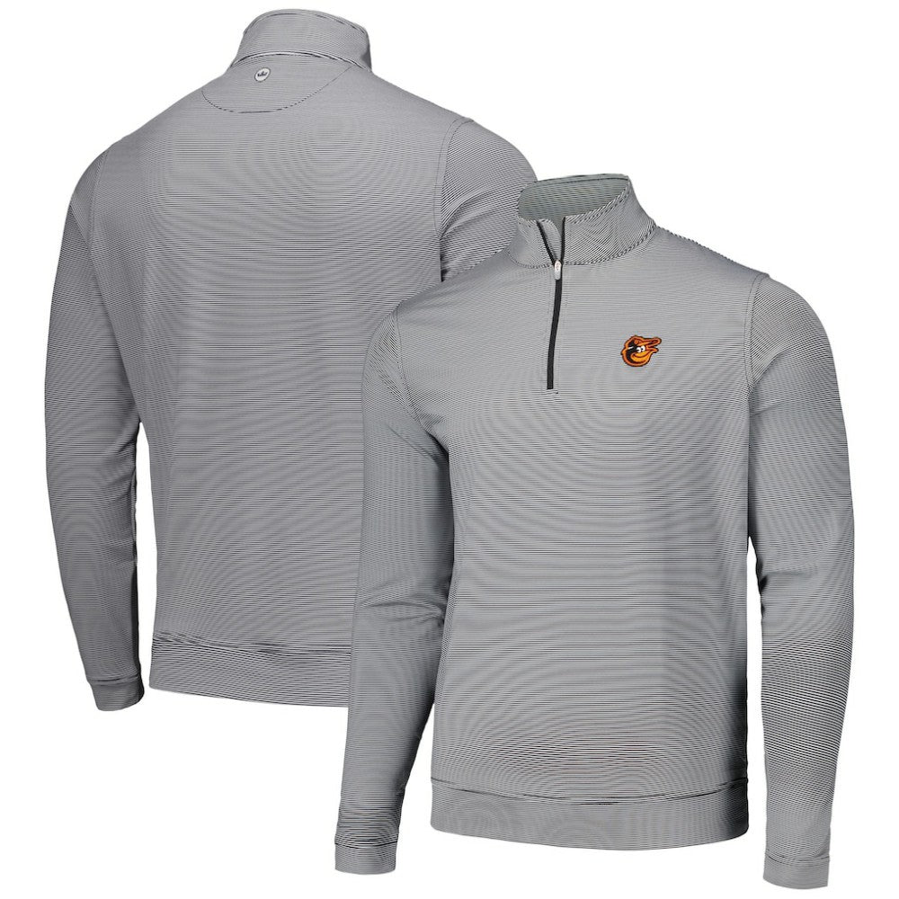Baltimore Orioles Peter Millar Perth Sugar Stripe Performance Quarter-Zip Top - MLB Tops