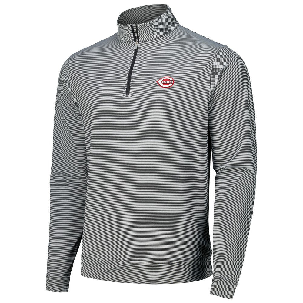 Cincinnati Reds Peter Millar Perth Sugar Stripe Performance Quarter-Zip Top - MLB Tops