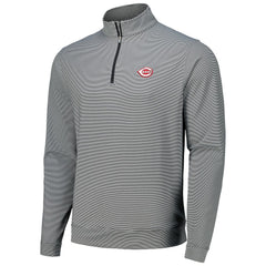 Cincinnati Reds Peter Millar Perth Sugar Stripe Performance Quarter-Zip Top - MLB Tops