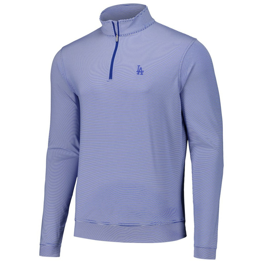 Los Angeles Dodgers Peter Millar Perth Sugar Stripe Performance Quarter-Zip Top - MLB Tops