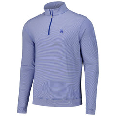 Los Angeles Dodgers Peter Millar Perth Sugar Stripe Performance Quarter-Zip Top - MLB Tops