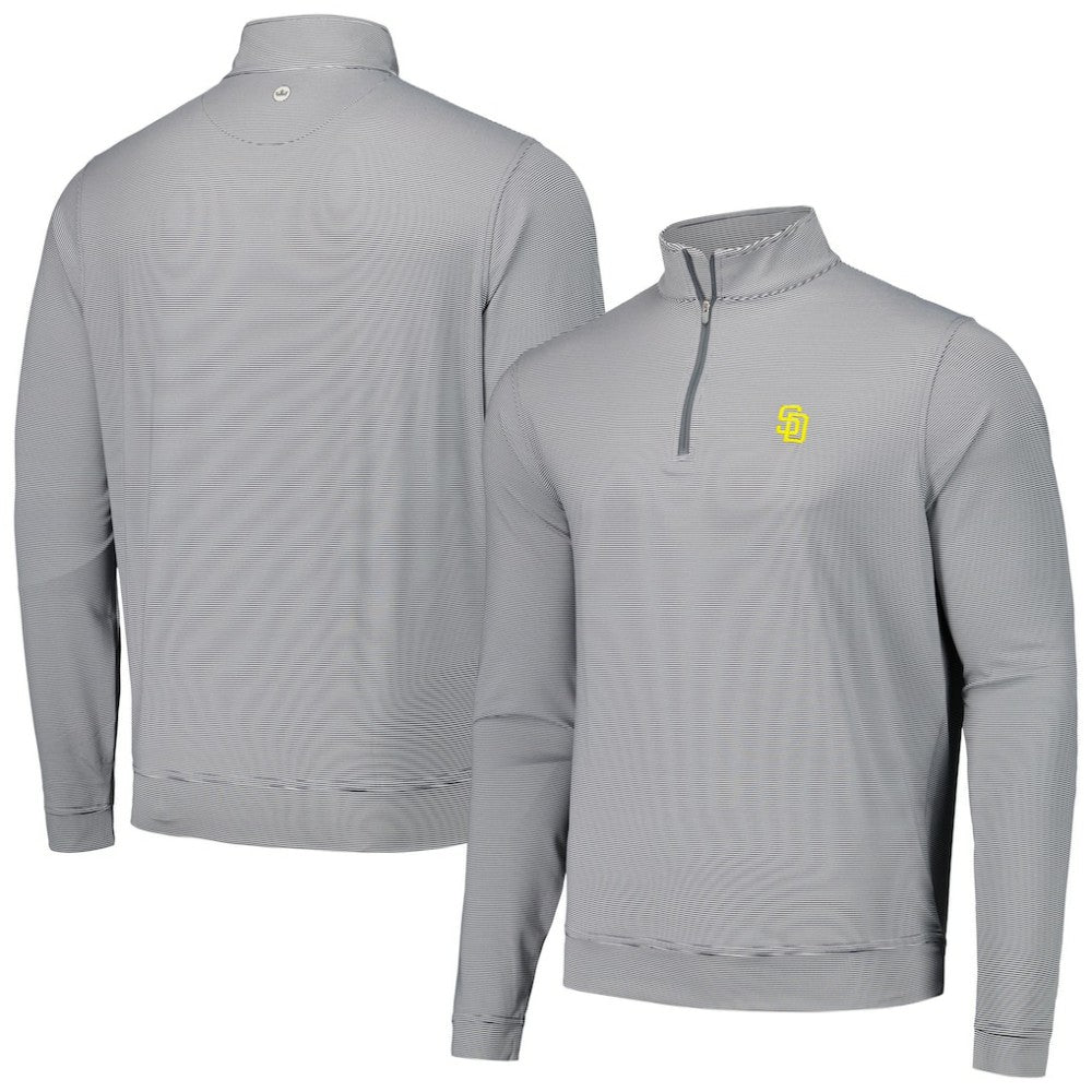 San Diego Padres Peter Millar Perth Sugar Stripe Performance Quarter-Zip Top - MLB Tops